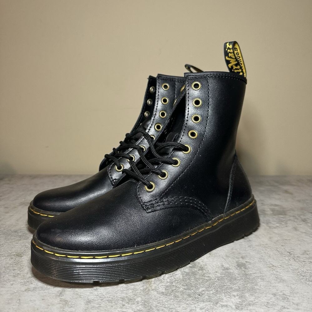 Dr Martens Zavala Combat Bootie Black Genuine Leather US8 39EU